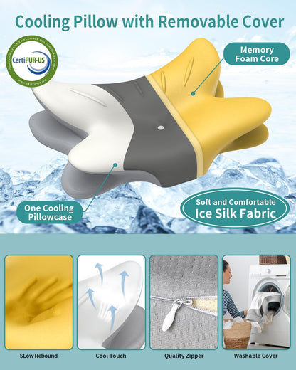 Cervical Neck Pillow for Pain Relief - Ergonomic Pillow Memory Foam Pillows for Sleeping, Cooling Orthopedic Neck Support Pillow, Contour Cervical Pillow Bed Pillow for Back Stomach Sleepers