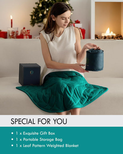 Kaisa Weighted Lap Blanket 7 lbs 41" x 53", Cozy Luxury Crystal Velvet Small Weighted Blanket for Adults, Portable Travel Weighted Blanket for Relaxation, All-Season Blanket, Machine Washable, Green