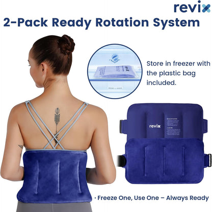 REVIX Ice Pack for Injuries Reusable Gel for Lower Back, Cold Packs for Back Shoulder, Elbow, Hip, Leg, Wrap Around Entire Knee, Soft Cold Compress,16 × 9" Navy
