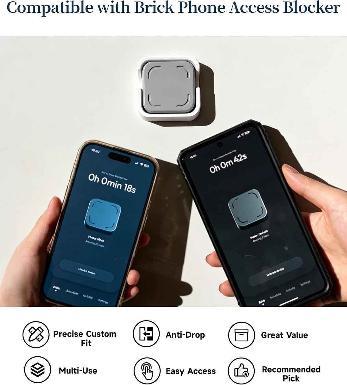 2-Pack White & Gray Phone Access Blocker Device Mount Compatible with Brick