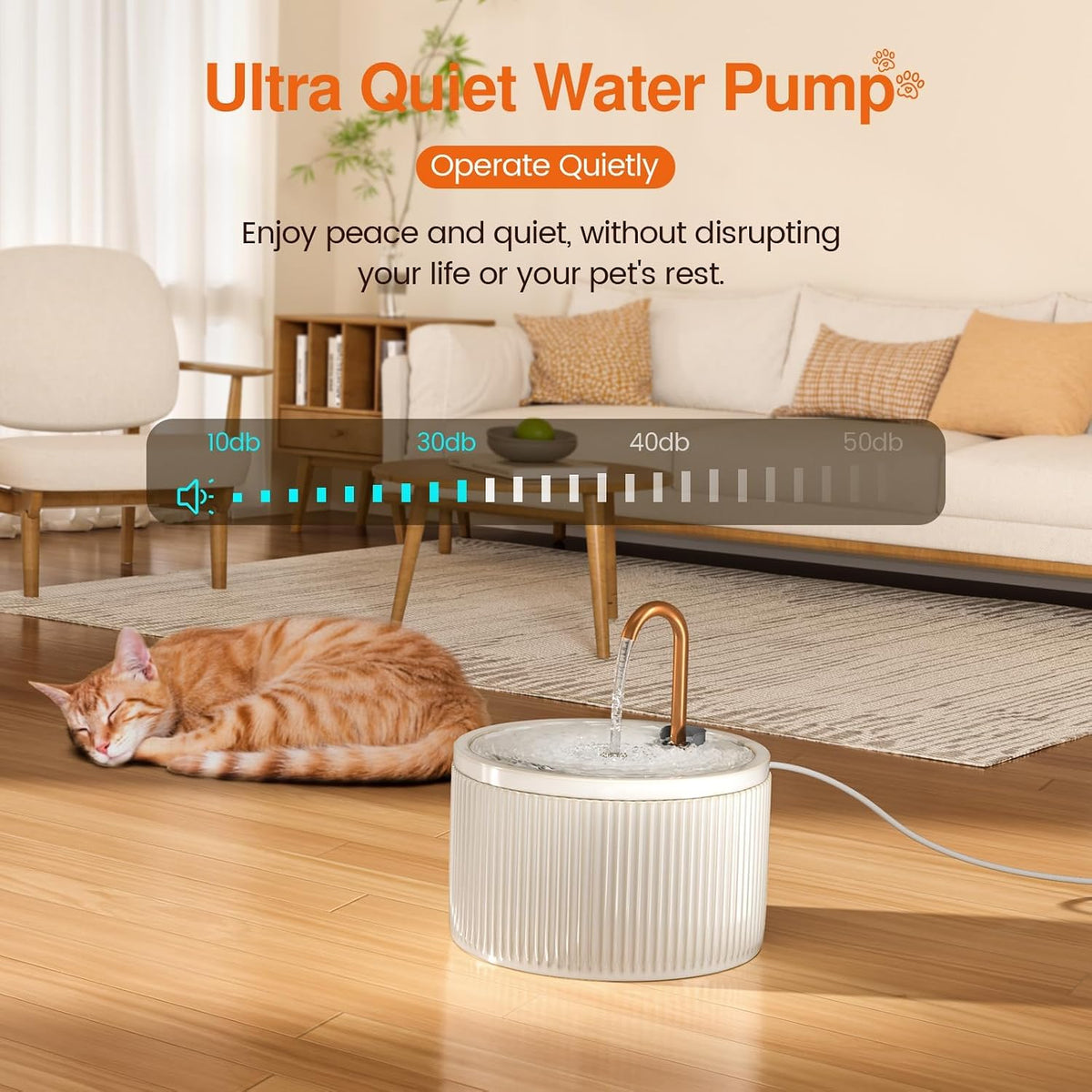 MISFANS Cat Water Fountain with 3-Pack Replaceable Filters,Copper Faucet
