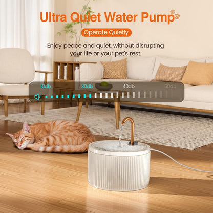 MISFANS Cat Water Fountain with 3-Pack Replaceable Filters,Copper Faucet