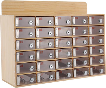 Wooden Mobile Phone Charging Station with 40 Slots - Wallmounted Or Standalone Acrylic Nizer with Key Lock for Office Classroom Gym - Secure Device Storage Solution,40 Slots