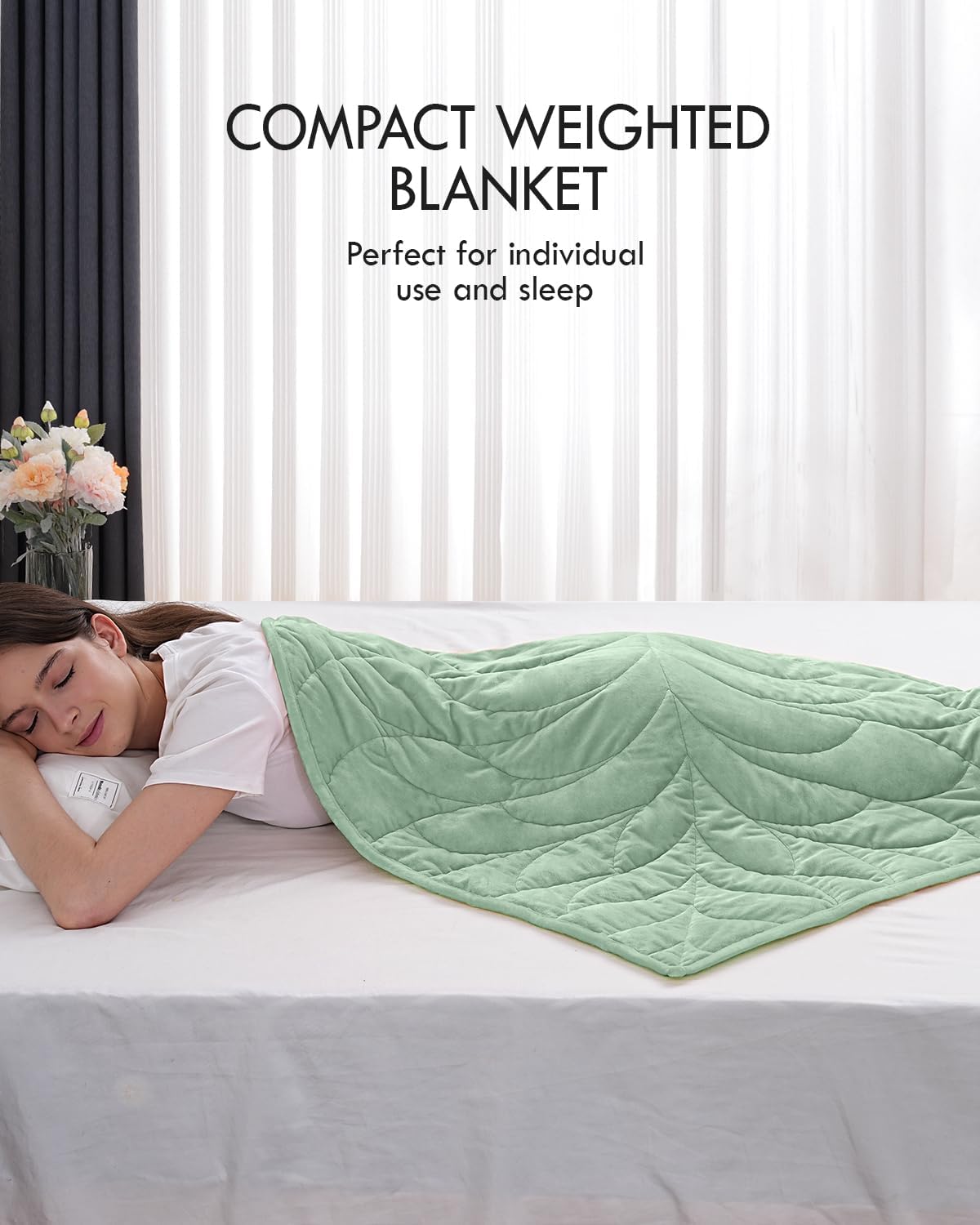 Kaisa Weighted Lap Blanket 7 lbs 41" x 53", Cozy Luxury Crystal Velvet Small Weighted Blanket for Adults, Portable Travel Weighted Blanket for Relaxation, All-Season Blanket, Machine Washable, Green