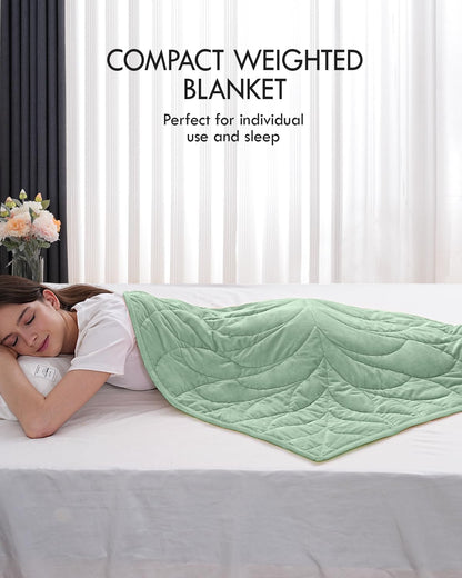 Kaisa Weighted Lap Blanket 7 lbs 41" x 53", Cozy Luxury Crystal Velvet Small Weighted Blanket for Adults, Portable Travel Weighted Blanket for Relaxation, All-Season Blanket, Machine Washable, Green