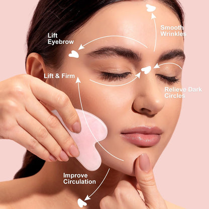 rosenice Gua Sha Facial Tools Guasha Tool Gua Sha Jade Stone Manual Massage Sticks for Jawline Sculpting and Puffiness Reducing for Face Body Tensions Reduce Festive Gifts