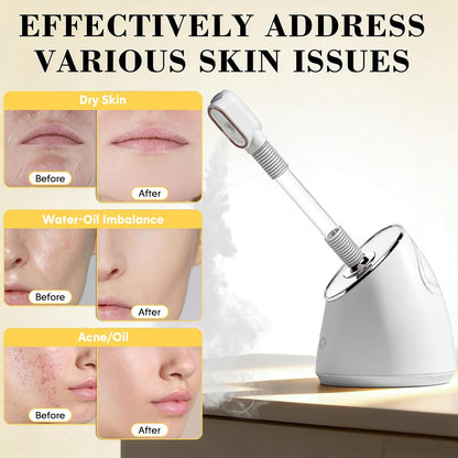 Pjordo Facial Steamer Spa Kit, Nano Ionic Face Steamer for Deep Cleaning Unclogs Pores, Warm Mist Humidifier Steamer for Face Home Sauna SPA, Self Care Gifts for Women