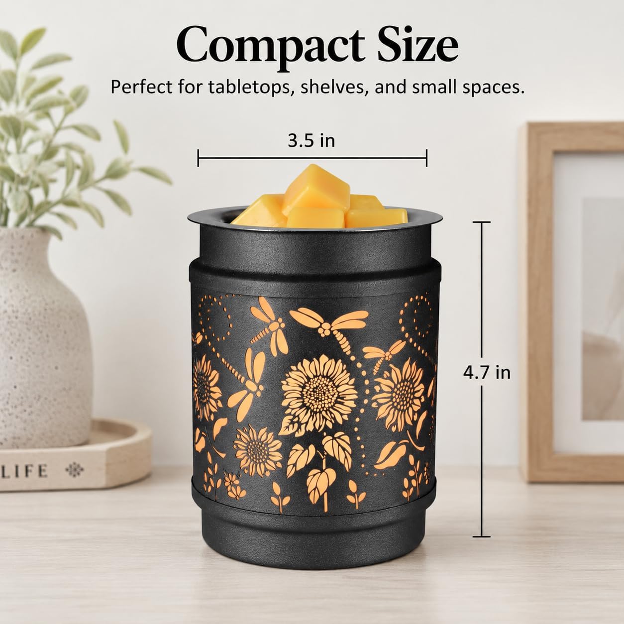 kobodon Wax Melt Warmer Metal Wax Warmer for Scented Wax Electric Fragrance Candle Oil Burner 2 in 1 Wax Melts as Gifts for Moms Grandma Women Girls(Sunflower)