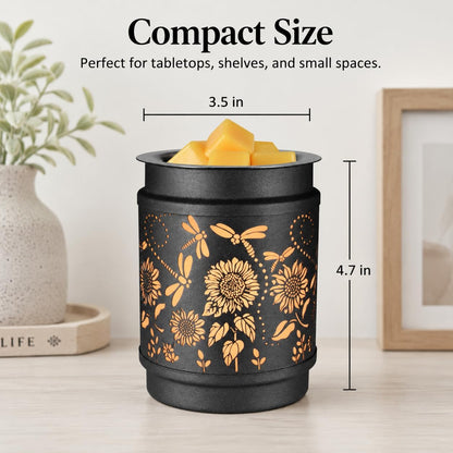 kobodon Wax Melt Warmer Metal Wax Warmer for Scented Wax Electric Fragrance Candle Oil Burner 2 in 1 Wax Melts as Gifts for Moms Grandma Women Girls(Sunflower)