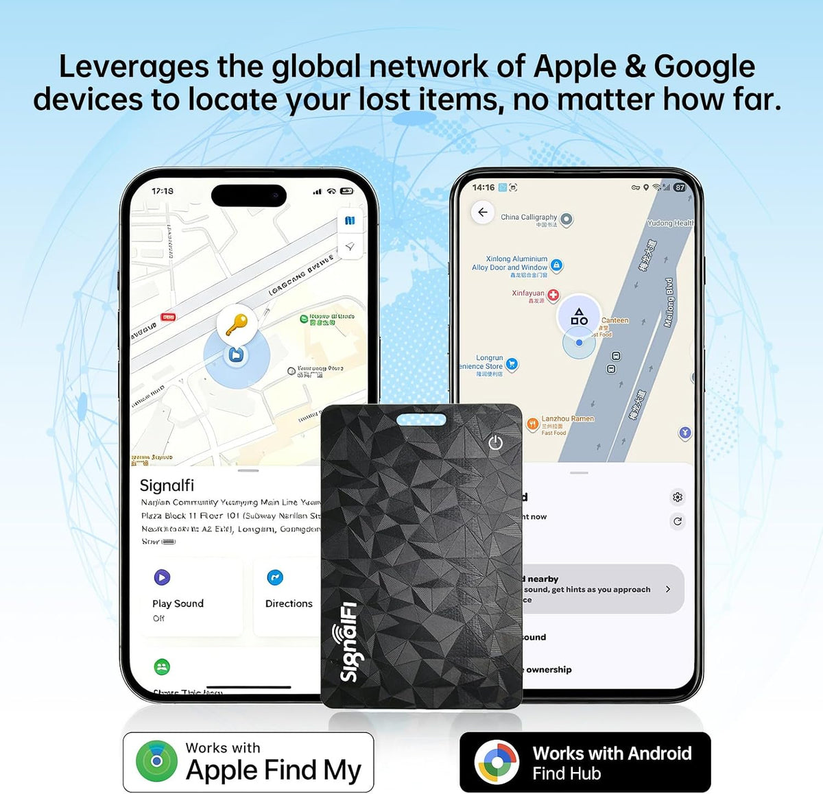 Wallet Tracker Card for iOS & Android,Ultra-Thin IP68 Waterproof
