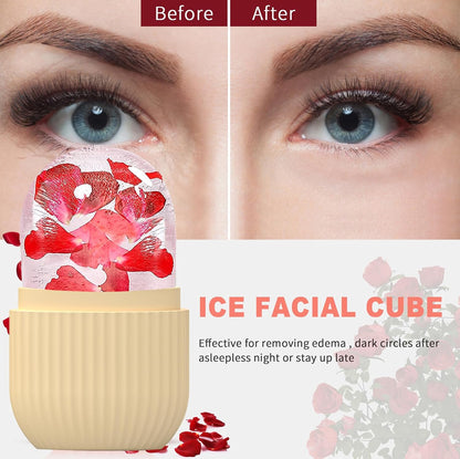 Joyeee Ice Face Roller, Reusable Silicone Mold Face Massage Eye Facial Beauty Skin Care Tools Apply Ice for Shrink Pores Anti Wrinkle Reduce Puffiness Improve Skin Elasticity, Striped