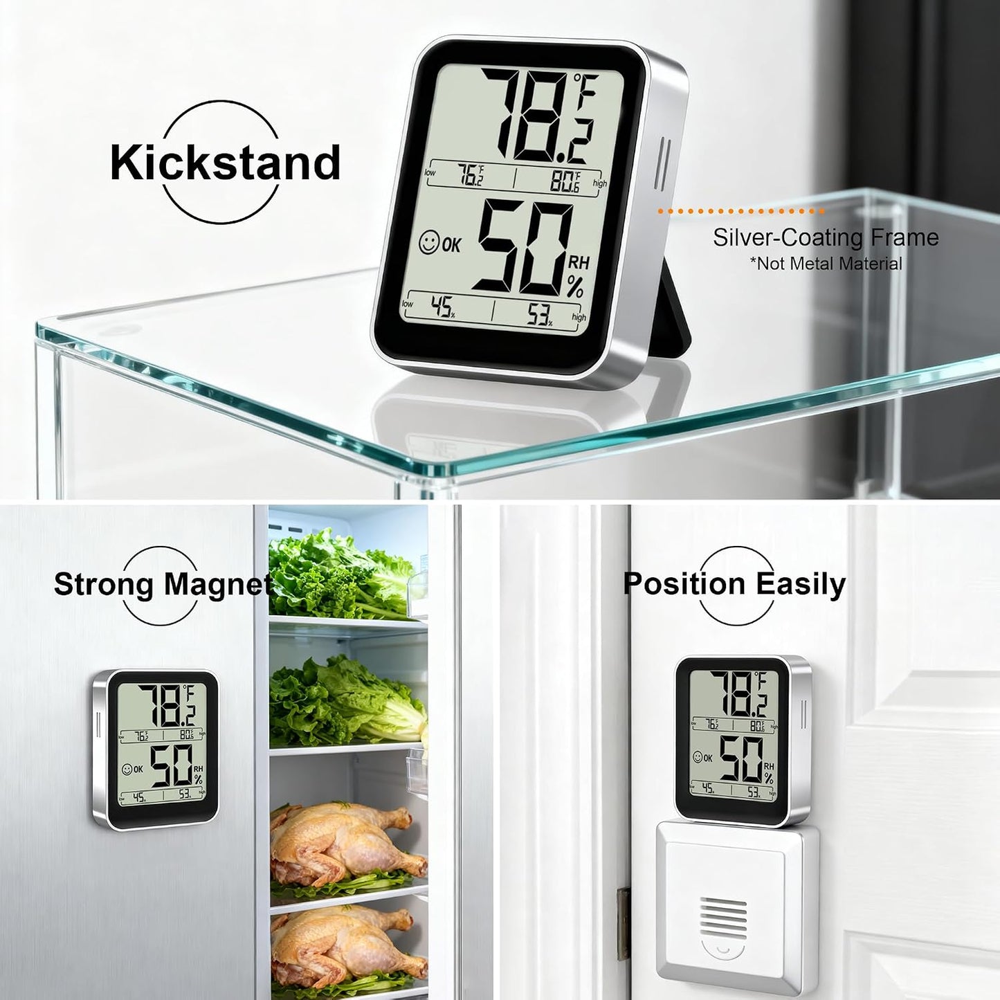 Antonki Room Thermometer Indoor Hygrometer Digital Temperature and Humidity Sensor Meter Humidity Monitor with Max/Min Records - AAA Battery Included
