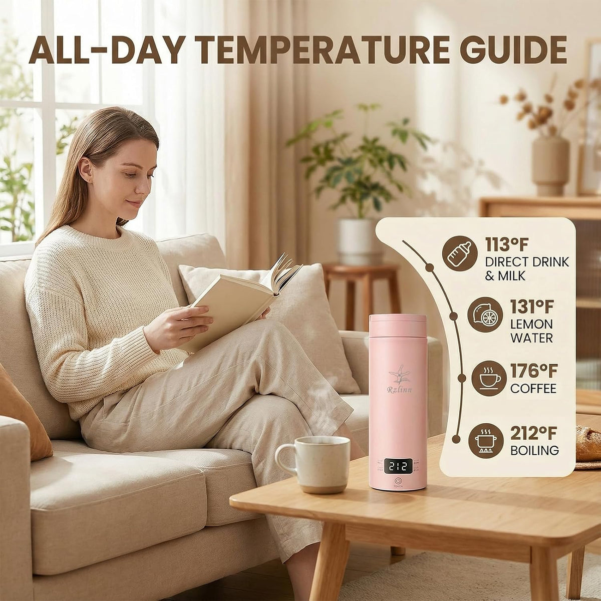 Portable Electric Kettle For Travel, 120V, 450ml, 4 Temperature Control