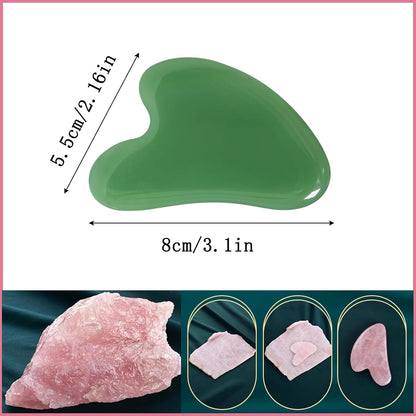 Gua Sha Jade Stone Gua Sha Massage Tool, Guasha Tool for Face and Body Skin Massage. Tools for SPA Acupuncture, Pink Stone for Body Face Neck and Eye, Skin Care Gift for Woman (Pink)