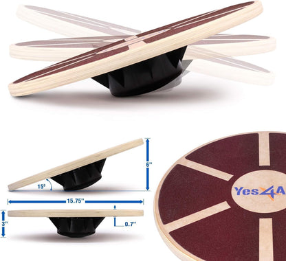 Yes4All Versatile Wooden Wobble Balance Board, Balance Trainer for Mobility Training, Standing Desk, Core Training, Exercise Balance Stability Trainer