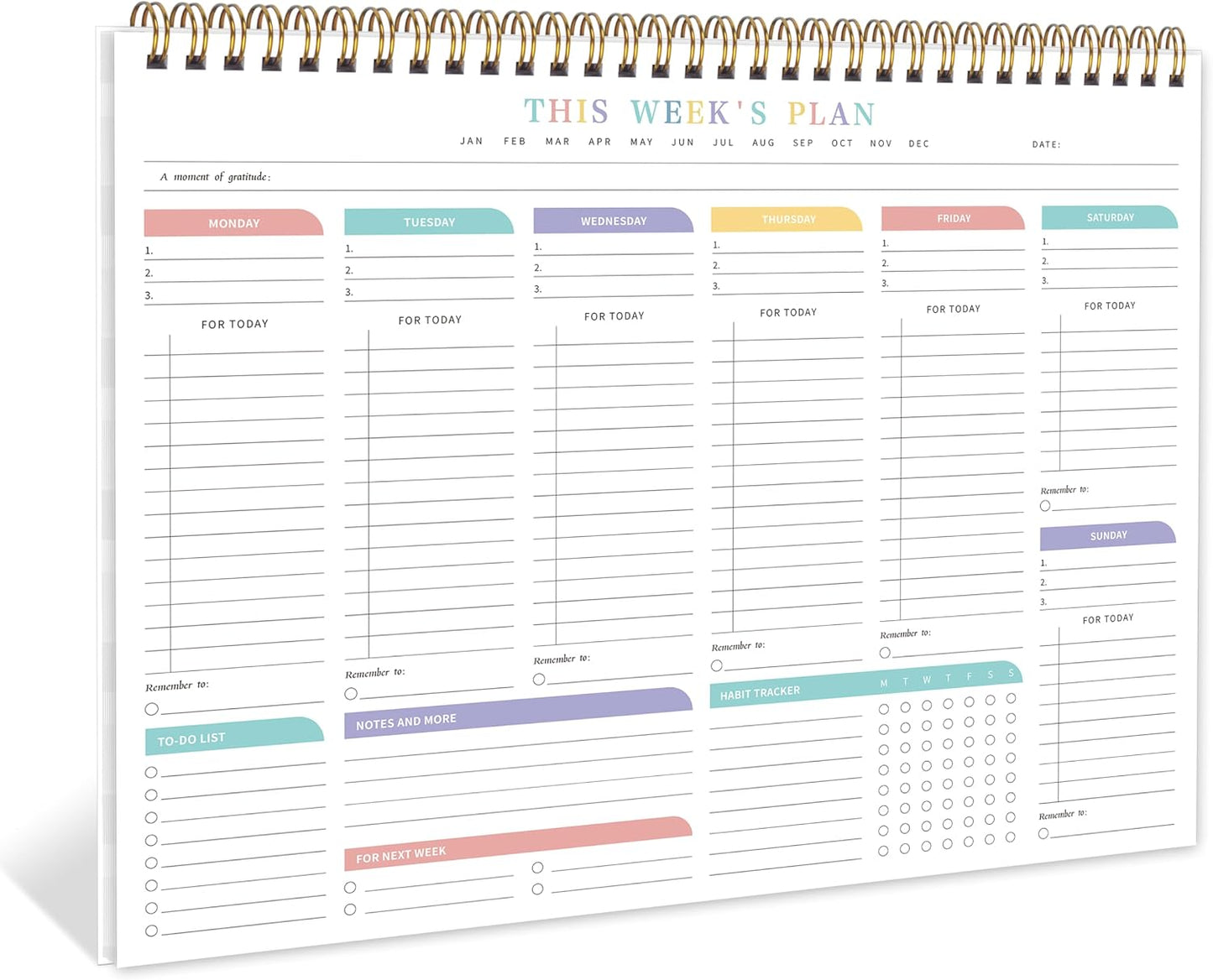 Weekly To Do List Notepad with 52 Undated Sheets（8.5"×11"）- Weekly Desk Planner Pad with Spiral Binding for Women & Man, Office, School and Home Personal Organizer
