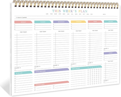 Weekly To Do List Notepad with 52 Undated Sheets（8.5"×11"）- Weekly Desk Planner Pad with Spiral Binding for Women & Man, Office, School and Home Personal Organizer