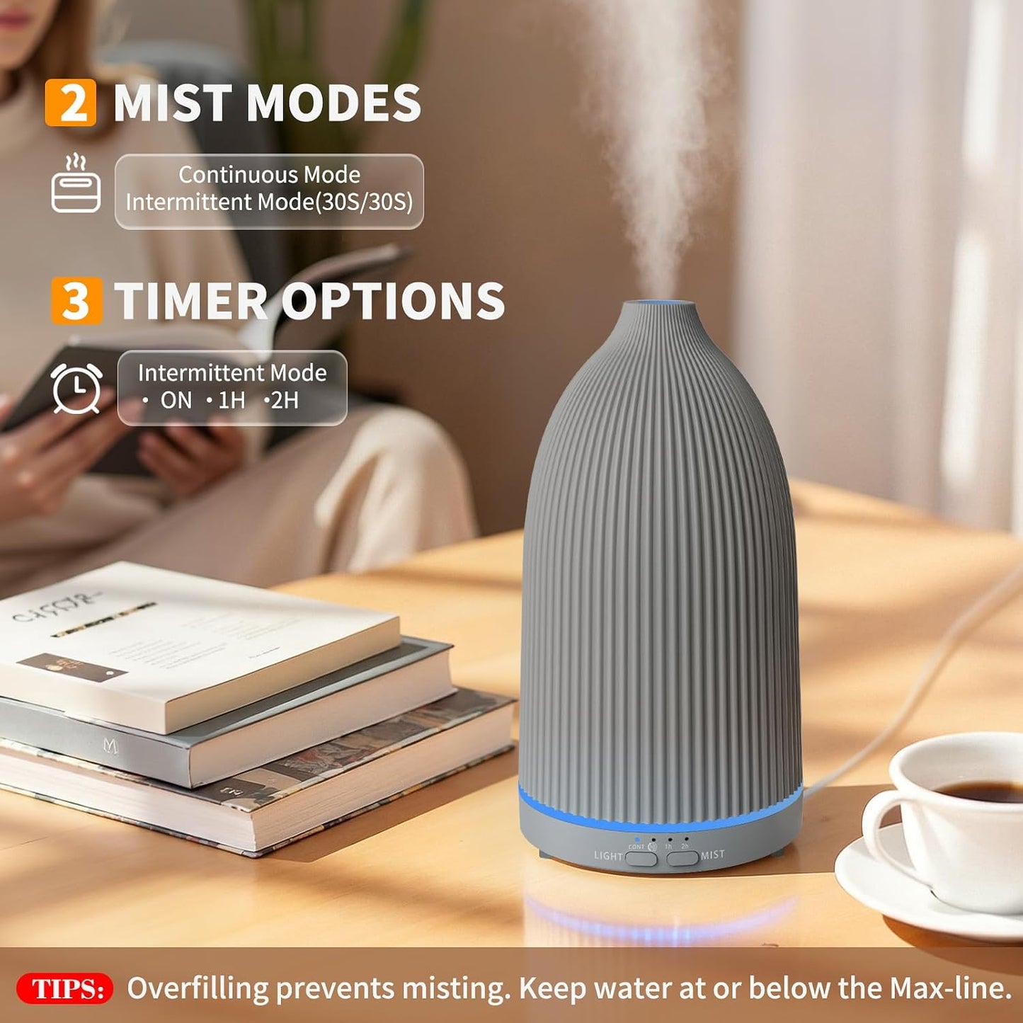 URPOWER 150ML Essential Oil Diffusers for Home, Ultrasonic Aromatherapy Diffuser with 7 Color Changing Lights, Timer & Auto Shut-Off, Scent Diffuser for Bedroom, Office, Yoga