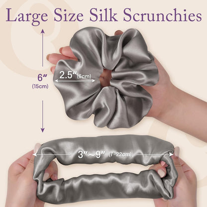 OLESILK Silk Scrunchies Oversized 100% Mulberry: Large for Women& Girls Long Thick Hair, Soft Smooth for No Damage Hair Care Sleeping
