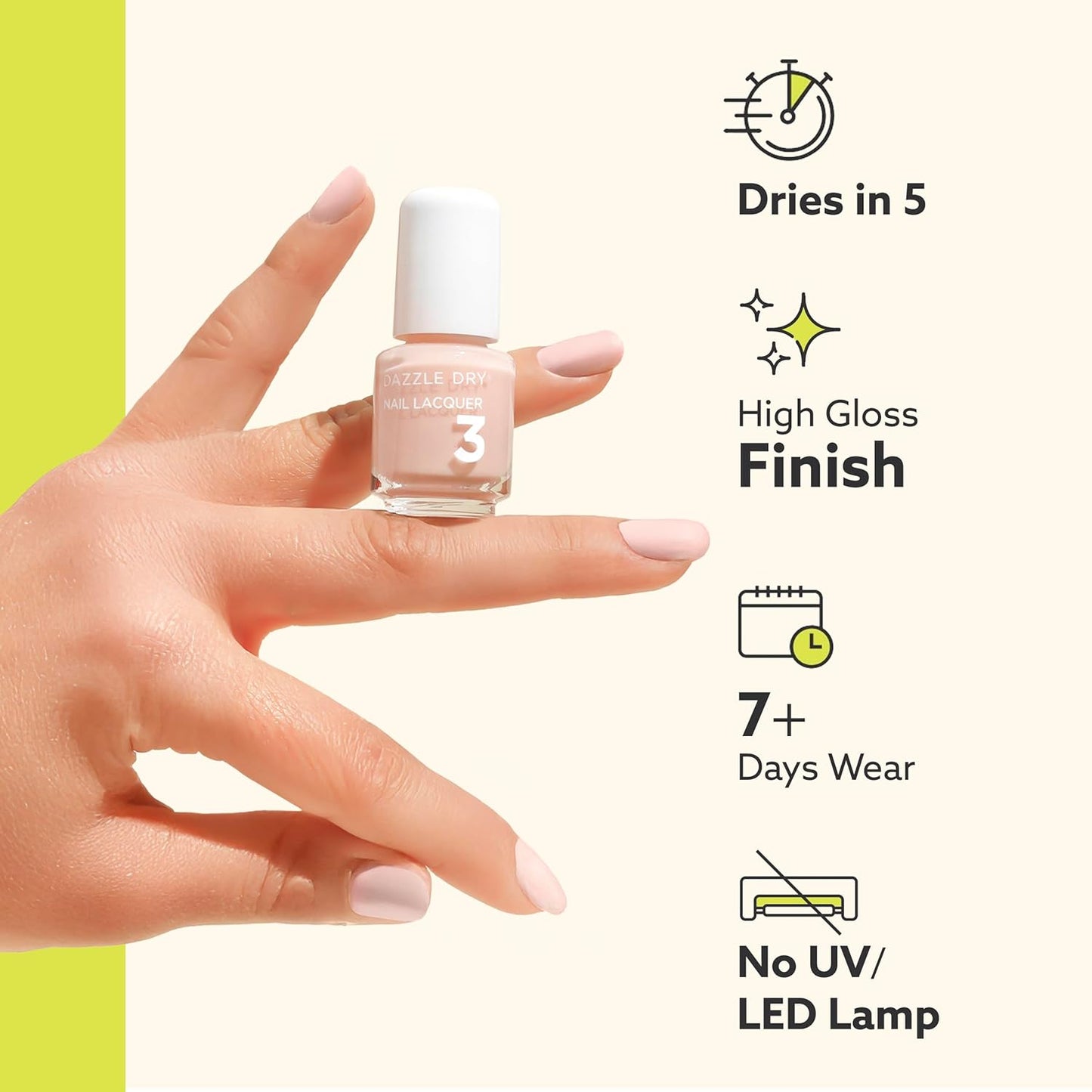Dazzle Dry Mini Kit 4 Step System - Prima Ballerina, a sheer and milky delicate pink that makes a beautiful French base. (5 Piece Kit / 5 Manicures)