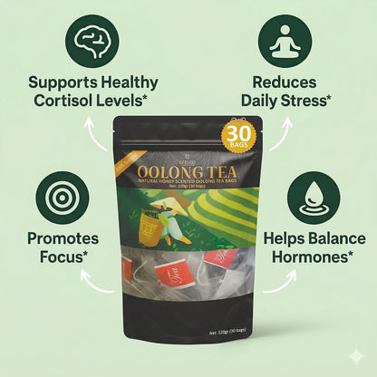 Natural Oolong Tea Bags - 100% Premium Whole Leaf Honey Aroma Cortisol Tea