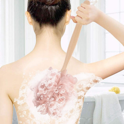 Back Scrubber for Shower & Body, Long Handle Bath Brush with Loofah Sponge, Exfoliating Shower Brush for Men and Women