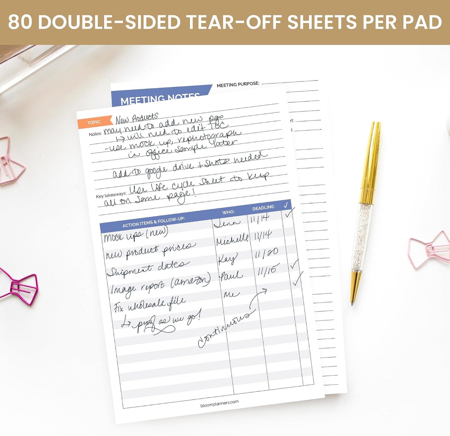 bloom daily planners Timed Work & Personal To Do List Planning Pad - ADHD Friendly Undated Tear-Off Hourly Checklist Notepad Appointment Organizer - 6" x 9" - Brushed Beige