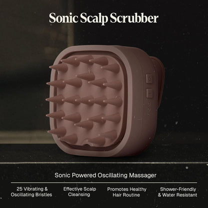 Black Wolf Sonic Scalp Scrubber - Electric Hair & Scalp Massager Brush with 3-Speed Oscillation - Rechargeable Shower Brush & Head Scrubber with Soft Silicone Bristles for Deep Clean & Exfoliation