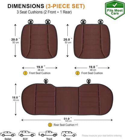 kingphenix Car Seat Cushion with 1.2inch Comfort Memory Foam, Seat Cushion for Car and Office Chair (Black)