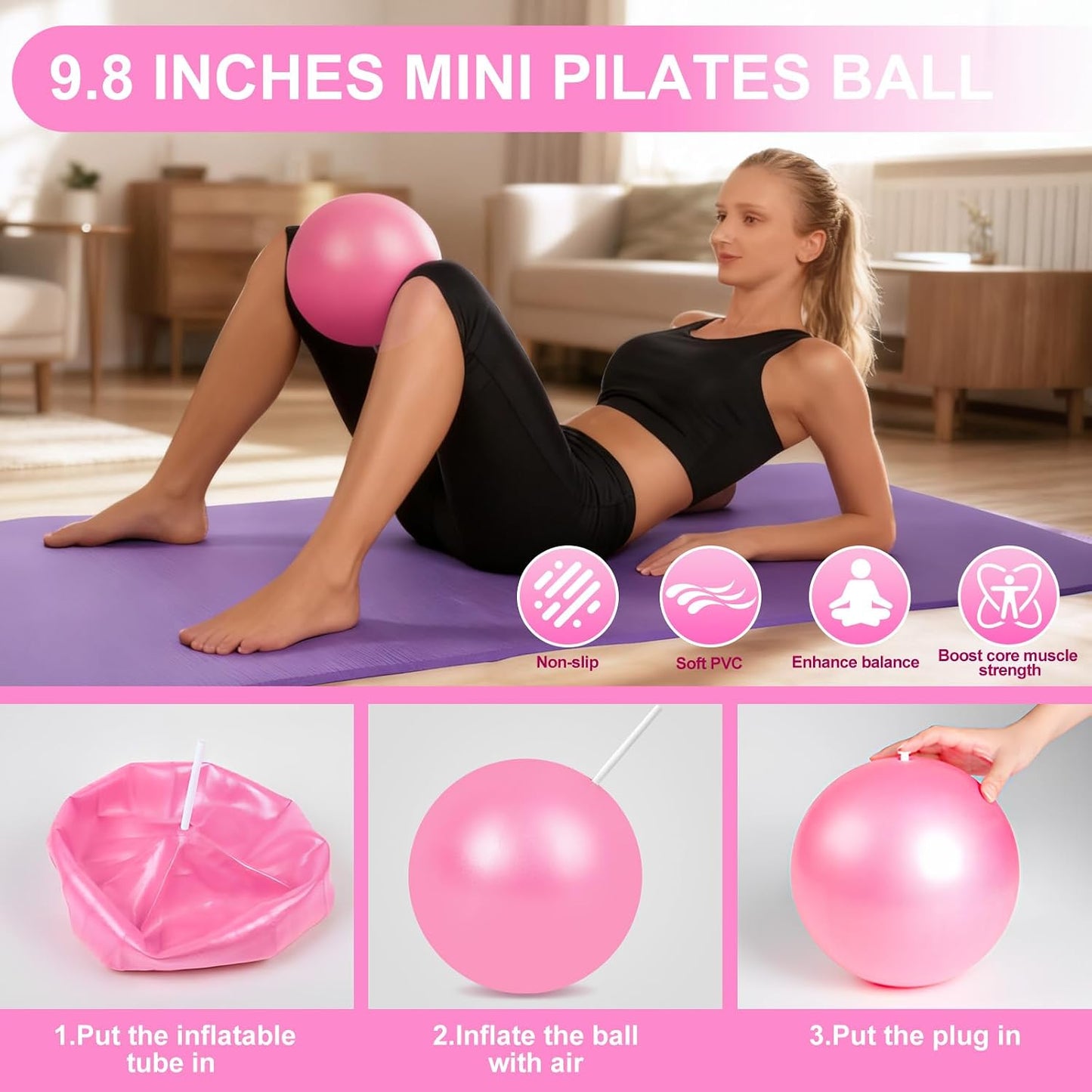 Pilates Kit for Women, Pilates Equipment with 13'' Magic Circle, Pilates Ring and Ball Set with 5 Strength Bands, Hip Thrust Belt, Compact Workout Set at Home