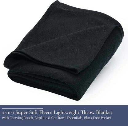 Brookstone Travel Blanket 2-in-1 Soft Throw with Carrying Pouch
