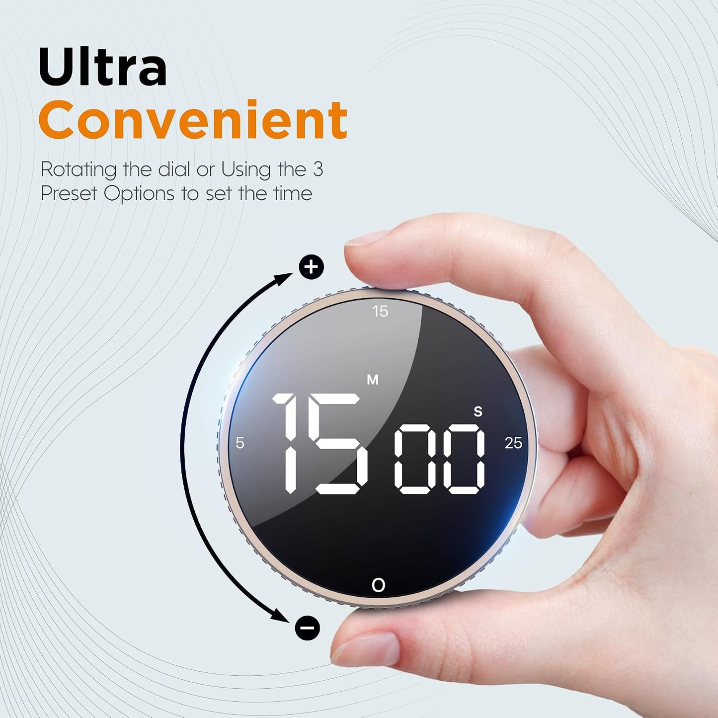 Digital Kitchen Timer, Magnetic Kitchen Timer Clock with Large LED Display, Countdown Count Up, Rotary Dial, 5/15/25 Min Presets, 3 Volume Levels for Cooking, Productivity, Pomodoro, Classroom