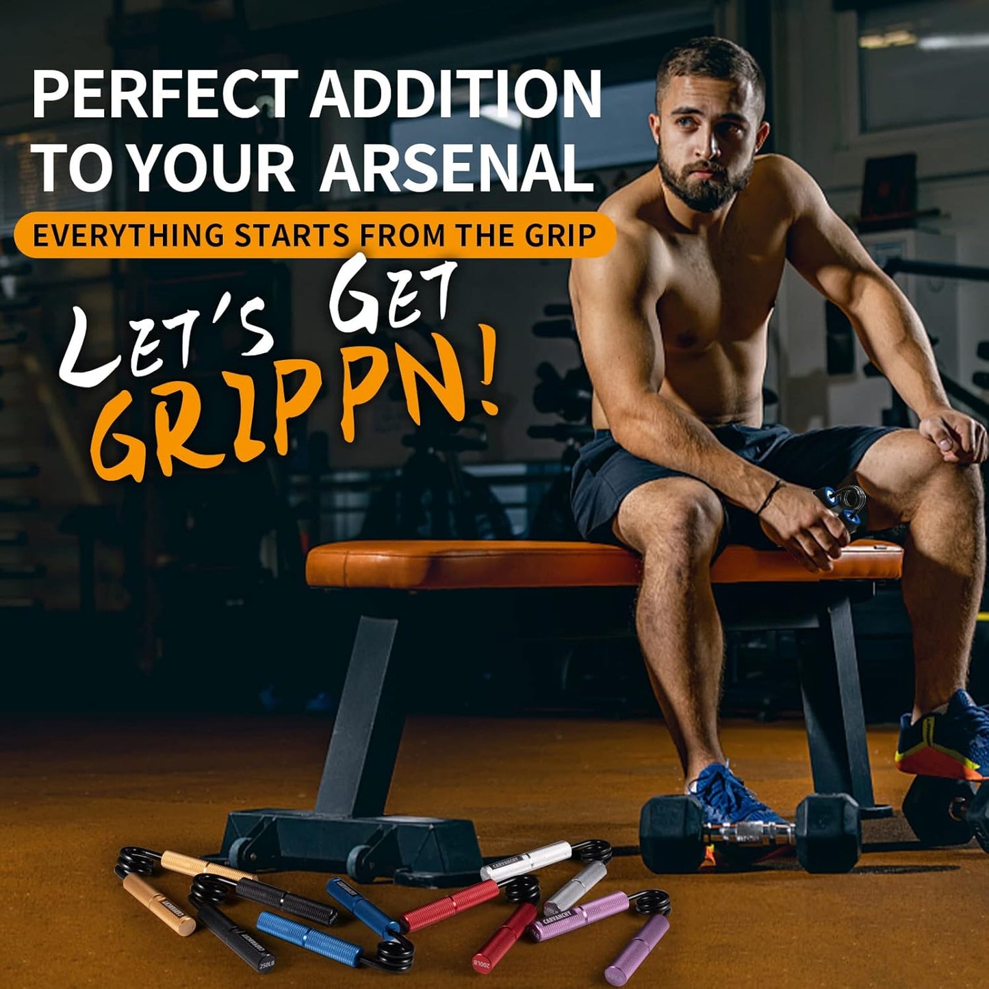 Grip Strength Trainer Set, 6 Pack, 50-350LB, Wrist Forearm Strengthener, Metal No Slip, Hand Grip Gripper Strengthener for Strength Training and Exercise, Hand Workout Squeezer Grip Strength