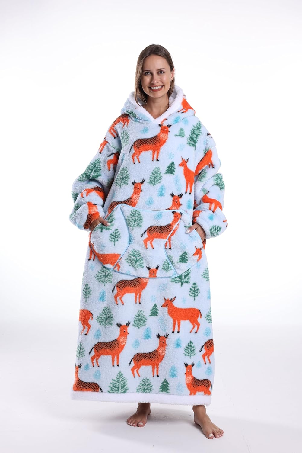 Capecage Blanket Hoodie, Long Hooded Blanket Sweatshirt as Birthday Gifts for Women Men, Long Wearable Blanket for Women Men.