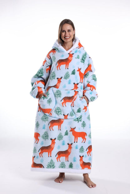 Capecage Blanket Hoodie, Long Hooded Blanket Sweatshirt as Birthday Gifts for Women Men, Long Wearable Blanket for Women Men.