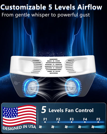 Neck Fan Air Conditioner,Neck Fans that Blow Cold Air,[3-19.5 Hours] Long Battery Life Neck Coolers for Extremely Hot Weather Flashes,Fanless Handsfree Hangs Fan Around Neck Headband Devices Green
