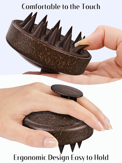 HEETA Scalp Massager Hair Growth, Soft Silicone Scalp Scrubber Shampoo Brush for Exfoliation, Dandruff Removal Head Massage Stress Relax, Wet & Dry Use for Thick Thin Curly Hair Care, Black
