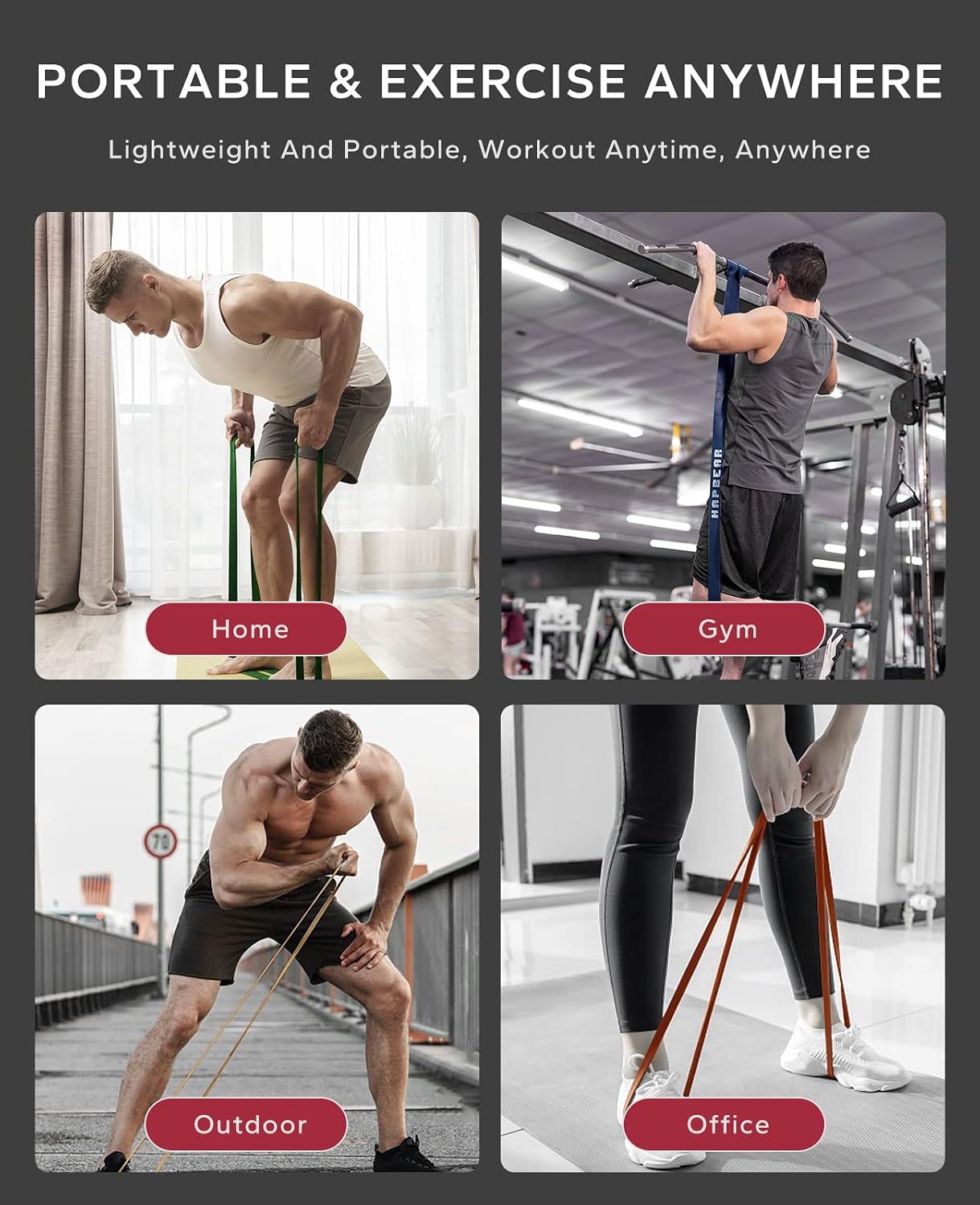 HAPBEAR Pull Up Assistance Bands - Pull Up Bands - Resistance Bands - Exercise Bands Resistance Bands Set - Workout Bands for Working Out, Stretching, Muscle Training