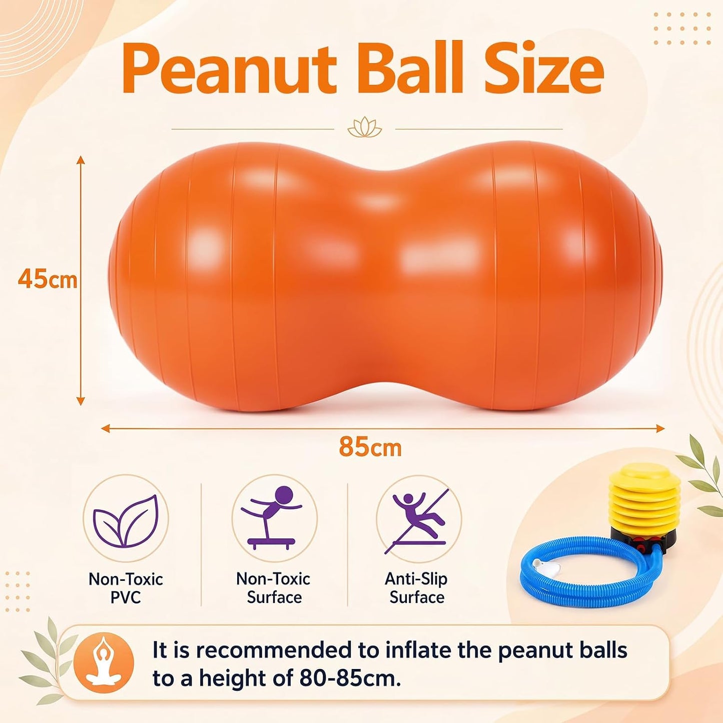 2 Pcs Peanut Ball and Wobble Cushion with Pump Set, Sensory Balance Disc Wiggle Seat for Kids and Adults, Flexible Seating for Exercise Physical, Child Training, Yoga