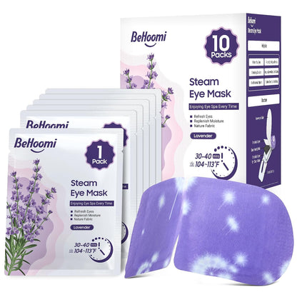 BeHoomi Steam Eye Mask, 10Packs Heated Eye Mask, Self Heating Disposable SPA Warm Compress for Eyes Sleep Mask, Travel Essentials & Relaxation Gifts for Women (Unscented)