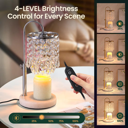 Candle Warmer Lamp with Timer Dimmer and 3 Bulbs, Lamp Candle Warmer with Marble Base,Wax Melt Warmer for Jar Candles, Birthday Gifts for Women Mom, House Warming Gifts New Home Decor (RGB-Black)