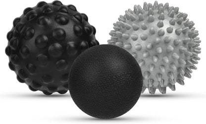 URAQT Spiky Massage Ball Set, 2 Pack Physical Therapy Massage Balls, Hard Lacrosse Ball & Spiky Massage Ball for Myofascial Release and Trigger Point Deep Tissue Massage (Blue)