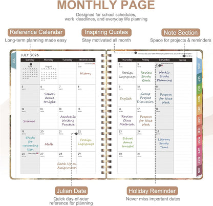 Planner 2026-2027, Weekly and Monthly Calendar Planner, JUL 2026 - JUN 2027 | A5(6.3'' x 8.5''), Hardcover, Agenda Book, Sprial Bound, Inner Pocket, Office and School Use