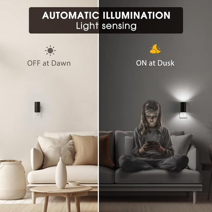 Briignite Night Lights Plug into Wall, Modern LED Night Light Plug in, Dusk to Dawn Sensor,Amber Night Light 0-100LM Adjustable Brightness, Dimmable NightLight for Hallway, Bedroom, Stairway, 2 Pack