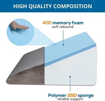 Sasttie Wedge Pillow 24x24x12 inch, Memory Foam Bed Wedge, Cool Grey
