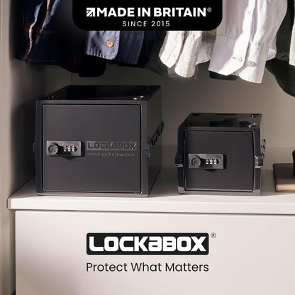 Lockabox Mini™ | Small Lock Box with Combination Lock (Half Letter Sized) | Mini Lockable Box for Small Medicines, Snacks & Mobile Phones | External Size 8.8 x 6.1 x 4.7 Inches (Crystal)