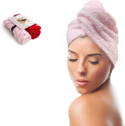 KEEPOZ 100% Cotton Hair Towel Wrap Quick Dry Super Absorbent Turban Head Wrap for Women with Button, Anti Frizz, Hair Cap for Curly, Long & Thick Hair (White, 1 Pc)