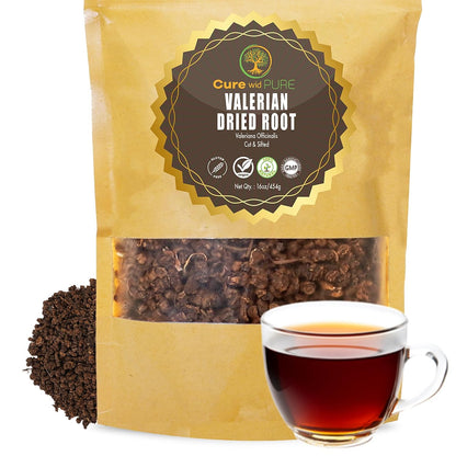 Cure Wid Pure Organic Valerian Root for Sleep 16oz - Cut & Sifted Loose Tea
