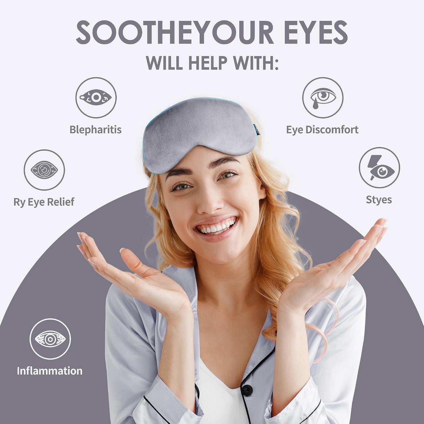 Microwave Activated Thermal Eye Masks for Dry Eye,Styes and Eyestrain,Eye Masks Provide Comfortable Heat Therapy for Effective Eye Relief, Gray
