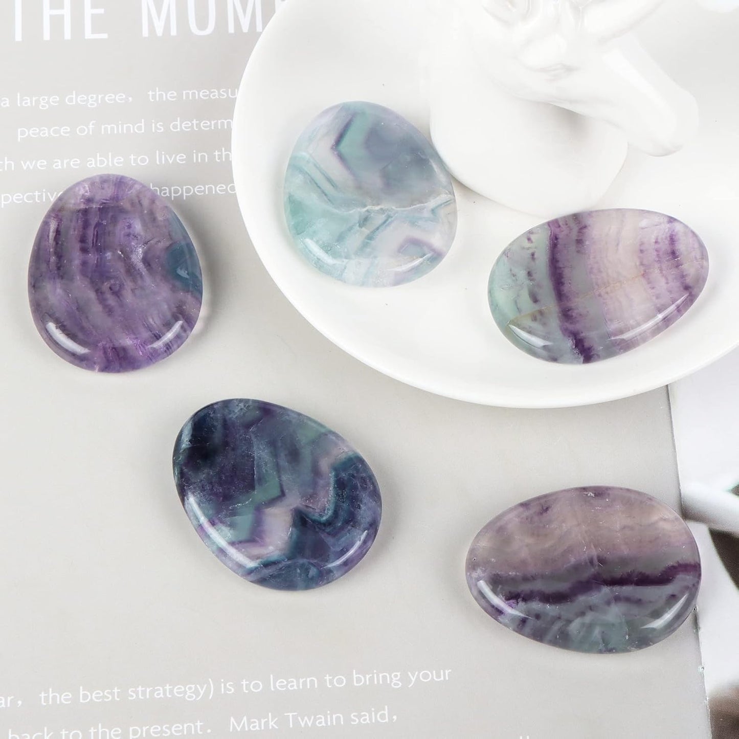 Artistone Moss Agate Crystal Chakra Thumb Worry Stone Teardrop Reiki Healing Stone Pocket Palm Stones for Anxiety Stress Relief Meditation Therapy Geometry Home Decor